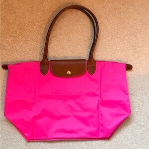 Authentic Large Longchamp Le Pliage Tote Bag in Pink